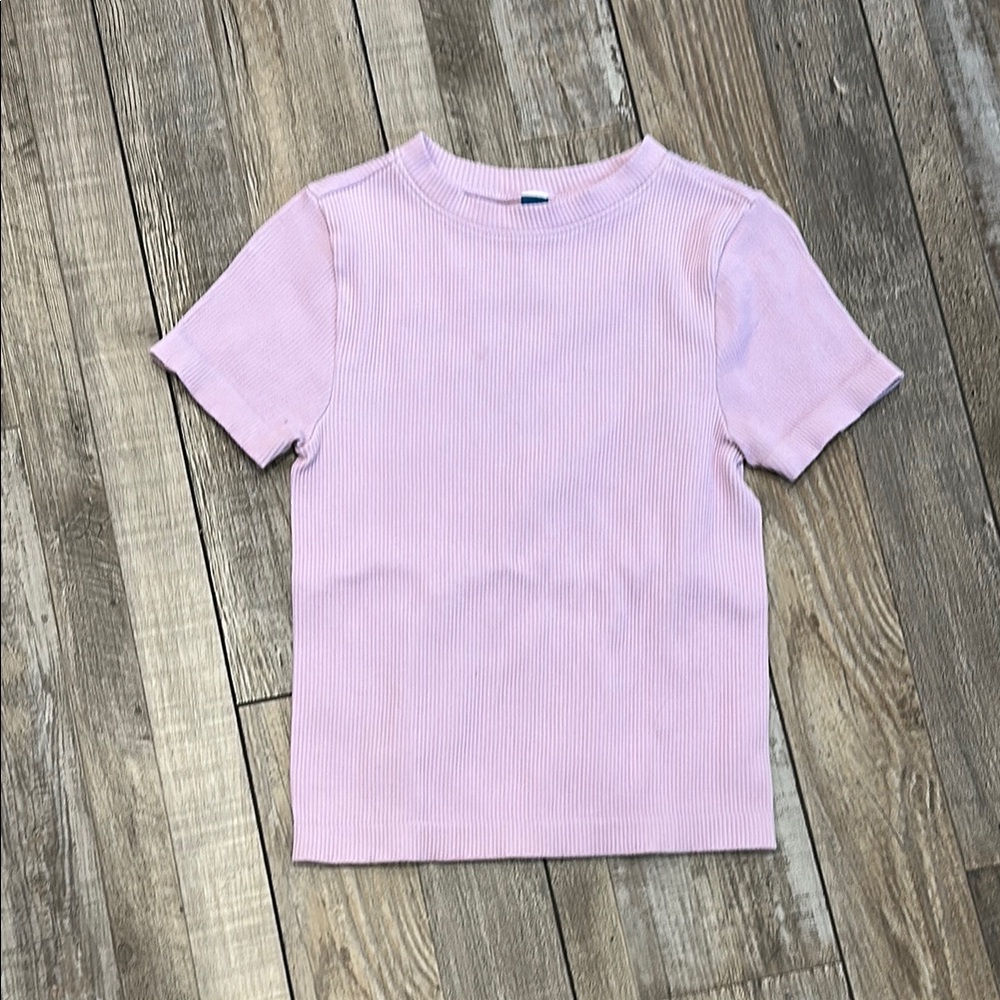 Women's medium tall Short Sleeve Ribbed Top - Light Purple